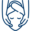 Icône d'une femme avec les mains sur le visage